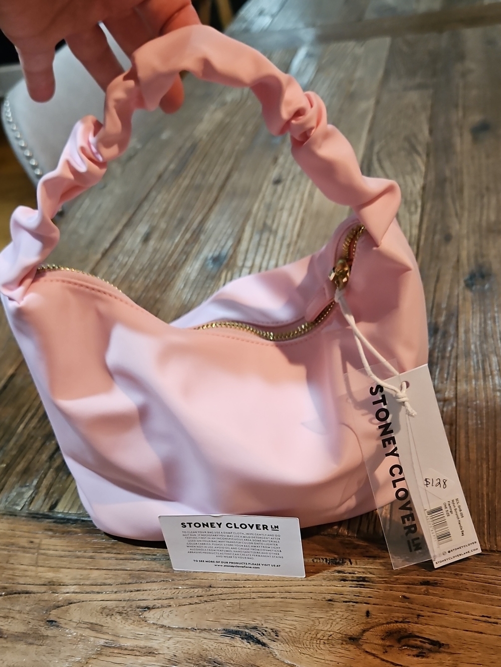 NWT Stoney Clover Lane Pink Scrunch Handle Bag In Flamingo